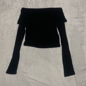 Black Off-Shoulder Long Sleeve Top SIZE S